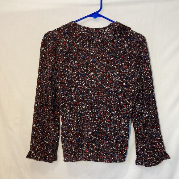 Madewell Silk Ruffle-Hem Wrap Top in Starry Night Star Print Blouse Size S - Picture 8 of 12